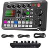 ALLWIN Scheda audio live e interfaccia audio con effetti mixer DJ e cambia vocale, mixer audio stereo Bluetooth F998, per streaming live Youtube, PC, studio di registrazione (Live Sound Card)