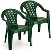 Sedia di plastica verde impilabile - 2 Sedie