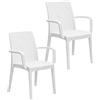 Sedie effetto Rattan con braccioli color Bianco - 2 Sedie