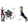 Sunny Health & Fitness Sunny Health and Fitness Total Body Smart 2-in-1 Stepper Machine, Total Body Workout, Adjustable + 45 Degree Hyperextension Roman Chair, Steel, Grey, One Size SF-BH6629