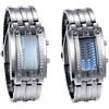 JewelryWe Orologio digitale da uomo da donna con LED binario impermeabile 30 m, cinturino in lega, sportivo, militare, orologio da polso per lui e per lei