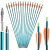 SHARROW 12 Frecce in Alluminio 32 Pollici Spina 500, Punta Avvitabile 100 Grani, Alette in Plastica, Adatte ad Arco Ricurvo, ALrco Composto e Arco Lungo per Allenamento e Tiro Esterno (Blu)