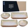 Moritz & Moritz Set di 4 stoviglie per sushi per 2 persone - Set da portata per sushi con 2 piatti per sushi e 2 ciotole per sushi - Beige Lilla con smalto reattivo