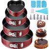 ZPQAODI Tortiera Rimovibile 4 Pezzi 12/18/22/26cm, Professionale Stampi per Dolci Rimovibile, Teglia da Forno Rotonda Springform, Rivestimento Antiaderente, Con Spatola Torta e Bocca Decorazione Torta