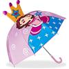 Relaxdays Ombrello per Bambini 3D Principessa, Parapioggia per Bimba, Ombrellino Bastone Leggero Piccolo a Campana