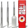 SCHWABENBACH® SDS Plus Set di 3 scalpelli da 250 mm - scalpello per piastrelle 40 mm testa extra lunga, scalpello piatto 25 mm, scalpello a punta - SDS scalpello per martello perforatore