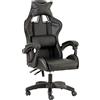 Baroni Home Sedia da Gaming, Sedia Ufficio Ergonomica con Schienale Regolabile, Poggiatesta e Supporto Lombare, Nero
