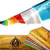 Gandhanra Bandiere di Preghiera Tibetane con Stampa d'Oro Avalokitesvara 5m/20Pz - Om Mani Padme Hum per Altari Buddisti, Spazi di Meditazione & Decorazione Esterna