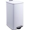 Relaxdays Cestino da cucina, 30 litri, chiusura automatica, secchiello interno estraibile, metallo opaco, cestino angolare a pedale, bianco