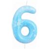 mciskin Candele di compleanno con numero di fiocco di neve, candela di compleanno blu bianca per 6 torte per ragazze, candele numero 6 congelate, candela bianca congelata per torte per decorazioni di