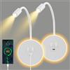 Strixorn Lampada da Parete a LED 2pcs, Lampada da Parete a LED Lampada a Collo di Cigno Flessibile con Porta di Ricarica USB E Interruttore, Applique da Parete per Corridoio(Luce Calda 3w + 9w) (Bianco)