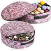 COM-FOUR® 2x Borsa porta ghirlande, accessori da cucito e giocattoli - scatola rotonda in tessuto con manico e cerniera per decorazioni di Natale, Pasqua e Avvento (2 pezzi: grigio + viola)