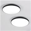 SENQIU 2 Pezzi Plafoniera LED Soffitto 24W, IP54 Impermeabile Lampada da Soffitto 6500K Luce Fredda, Plafoniera Bagno Ø27CM Rotonda Nero per Soggiorno, Camera da Letto, Cucina, Balcone, Corridoio