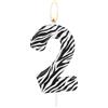 mciskin Candele di compleanno zebra, numero 2, decorazioni per il 2° compleanno di ragazze e ragazzi, candele con stampa a strisce bianche nere per torte, decorazioni per feste a tema animali della