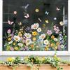 Tanlaby Adesivi per Finestre Fiori di Pratolina Vetrofanie Primavera Estate Fiore Selvatici Farfalle Adesivo per Vetri Decorazioni per Porte Vetrate Finestre Decorative