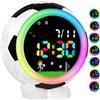 Ayybboo Sveglia per Bambini da Calcio, Sveglia Digitale per Bambini con Funzione Snooze, Luce Notturna, 6 toni, Doppi Allarmi, Sistema 12/24 ore (Nero)