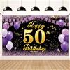 Koliphy Striscione Compleanno, Decorazione da Parete e Giardino per Uomini e Donne - 50 Anni, 180 x 110cm (Nero Viola)