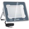 CREATESTAR Faretto Led da Esterno 100W, Faretti Led Esterni 6500K 10000LM luce bianca fredda, IP66 Impermeabile Faro Esterno per sportivo magazzino garage giardino parcheggio campo cortile 1 Pezzi