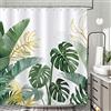 Bonhause Tenda Doccia Foglie Tropicali Palma Pianta Verde 180 x 180 cm Tende per Doccia in Poliestere Impermeabile Antimuffa Lavabile Tende Bagno con 12 Ganci