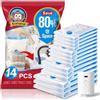 BoxLegend 14 Pezzi Sacchetti Sottovuoto con Pompa Elettrica USB - 3XL(100x80cm), 3L(80x60cm), 4M(70x50cm), 4S(60x40cm) - Spessi, Riutilizzabili, Impermeabili per Vestiti, Coperte, Lenzuola e Piumoni