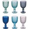 Villa d'Este Home Tivoli Set 6 calici 280 ml in vetro, superficie lavorata, Geometrie Ocean