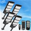 SENDALE 500W Lampione Solare Led Esterno 4 pezzi,IP66 Impermeabile Faretto Stradale con Sensore di Movimento,6500K Lampioni da Giardino Esterno Solari per Garage Strada