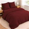 Twinzen Set Copripiumino Matrimoniale - 4 Pezzi - Copripiumino Matrimoniale 240x220 cm, Lenzuolo con Angoli 180x200 cm, 2 Federe 65x65 cm - Microfibra Spazzolata, Oeko-Tex - Borgogna