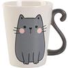 I-TOTAL®- Tazza in CERAMICA forma gatto, tazza per Tè e caffè, 11,5 x 10 x 8,5 cm (GRIGIO)