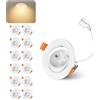 Jaenmsa Faretti LED Soffitto Incasso Cartongesso, Faretti da Incasso 4W Foro Φ 55-65mm 400 Lumen 3000K Luce Calda, IP44, 30-60° Angolo Regolabile, per Interni Bagno Cucina Soggiorno, Set di 12