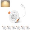 Jaenmsa Faretti LED Soffitto Incasso Cartongesso, Faretti da Incasso 4W Foro Φ 55-65mm 400 Lumen 3000K Luce Calda, IP44, 30-60° Angolo Regolabile, per Interni Bagno Cucina Soggiorno, Set di 6