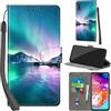 PHINIENLAND Cover per Samsung Galaxy A70 Case PU Pelle Custodia [Kickstand] [Chiusura magnetica] [Slot per Schede], Portafoglio Flip Custodia per Samsung A70,Aurora