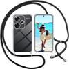 ISOI Cover con Cordino per Xiaomi Poco F6 5G, Custodia Trasparente con Collana Tracolla Laccio Collo Ultra Sottile Morbido TPU Silicone Antiurto AntiGraffio Antiscivolo Case, Nero