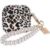 DiyGody Custodia Compatibile con Airpods 4 Generazione 2024 con Portachiavi in Perle, Cover Protettiva con Motivo di Leopardo per Donne, Case in Silicone Antipolvere AntiGraffio Antiurto, Nero Marrone