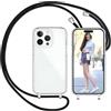 leruiyezs Cover Con Cordino Per iPhone 15 Pro Max,Cover Trasparente In TPU,Tracolla Regolabile Fino,Protezione Antiurto Sottile,Accesso Preciso Ai Pulsanti E Porte,Facile Da Indossare,Contro il furto