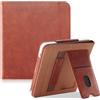 DINGGUAGUA Custodia Compatibile con Tolino Vision Color (2024)/Vision 6 (2021) & Kobo Libra Colour (2024)/Libra 2 (2021) 7 Pollici e-Reader,Cover con Supporto e Cinturino da Polso,Marrone