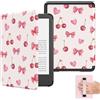 MoKo Custodia per Ebook Reader da 6(11a Gen-2024/2022), Cover a Conchiglia Leggera Cinturino per la mano con Auto Sonno/Sveglia per 11a Gen 2024,NON per Kobo Aura 2/Remarkable, Fiocco Ciliegia
