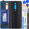 LUVSS Coperchio Copribatteria Scocca Vetro Posteriore Imposta per Xiaomi Mi 9T / 9T PRO (Nero)