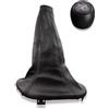 1neiSmartech Pomello e Cuffia Leva Cambio in Similpelle con Ghiera di Ritenzione Compatibile con Fiat 600 Seicento 1998-2010 OE 735249804 con Bottone Metallo e Chiusura con Felcro