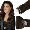 Hetto extension Microring Capelli Veri Marrone Medio 50cm 50Ciocche | 100% Remy umani, Micro anello senza colla né calore. Invisibile e riutilizzabile. Per matrimonio e uso quotidiano