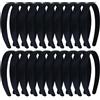 Yoosit Confezione da 20 fasce per capelli in plastica con rivestimento in tessuto satinato nero, per fai da te, base in tinta unita, fasce per capelli rigide (nero B)