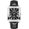 JewelryWe Orologio da uomo analogico al quarzo calendario 30 m impermeabile orologio da polso numeri romani rettangolare affari casual orologio con cinturino in vera pelle, Numeri romani - Nero,