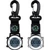 JewelryWe Orologio LED con Moschettone Digitale con Bussola, Orologio Multifunzionale per Medici,Orologio Sportivo all'aperto,Clip-on Carabiner Pocket Watch Nurse