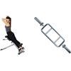 Sunny Health & Fitness Sunny Health and Fitness 45 Degree Hyperextension Roman Chair, Steel, Grey, One Size SF-BH6629 + 86 cm Olympic Triceps Bar with Ring Collars, Olympic Weight for Weightlifting and Bodybuilding