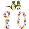 Ziranee Gonna Hula Kit,4 PCS Ghirlanda Hawaiana + 1 PCS Occhiali da Sole all'ananas Costume da Hula Vestito da Ballerina Hawaii Maui Costumi per Hawaii Luau Party Decorazione Tropicale Feste in Spiaggia