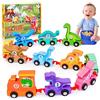 Anginne Dinosauri Trenino Legno Giocattolo per Bambini, Giochi Legno Bambini 1-4 Anno Macchinine per Bambini Regalo Bimbo 1-4 Anni Maschio Giochi Educativi Montessori