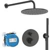 Ideal Standard - Ceratherm T100, Kit doccia con miscelatore termostatico, Set da 7 pezzi per doccia, Nero Seta