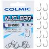 Colmic - 10 Ami da Pesca in Acciaio Carbonio BN580 Taglia 14, Finitura Dull Black - Ringed, Forced, Barbed - Alta Resistenza e Penetrazione - Prodotto Ufficiale Colmic
