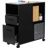 Relaxdays Cassettiera su Ruote 2 cassetti e Scomparti MDF, Mobile sotto scrivania, Nero, 65x30x60 cm