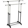 Relaxdays Stand Appendiabiti da Terra, 2 Barre Appendi Abiti H: 85-148 cm L: 85-141 cm, in Acciaio Inox, Argento Nero