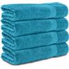 Komfortec Set di 4 Asciugamani 50x100 cm, 100% Cotone | Morbidi e Assorbenti, Asciugamani Viso e Bagno, Turchese